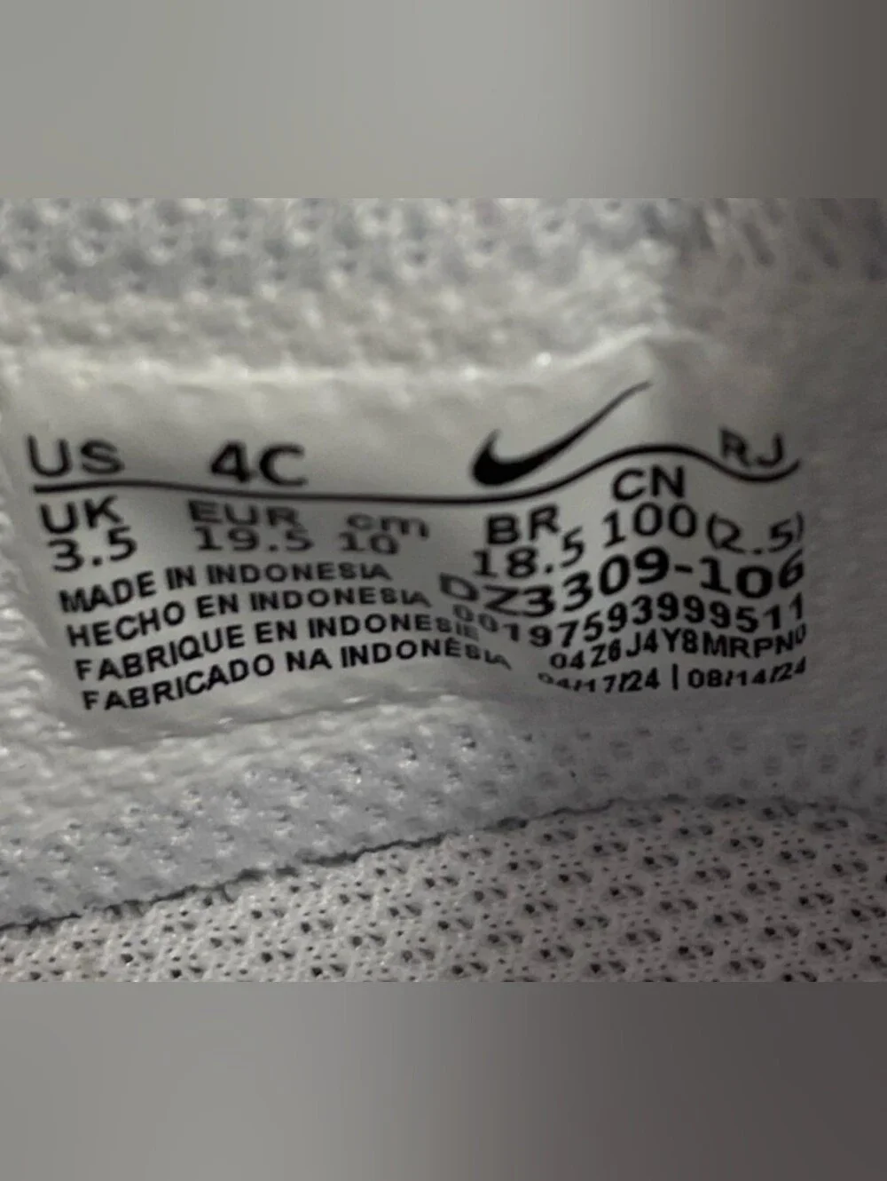 Nike Air Max 1 Easyon (TD) White Black Toddler Sneakers Size 4C NIB $65